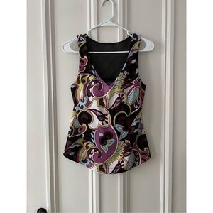 Athleta multicolor paisley tank top with shelf bra 36D/M